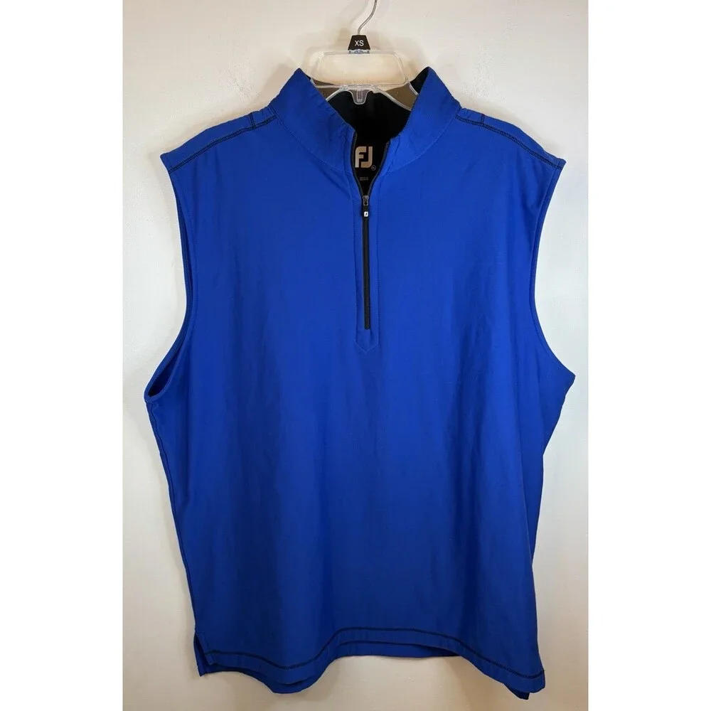 FOOTJOY 1/2 Zip Pullover Golf Vest Men XL Blue Gilet Mock Neck Performance